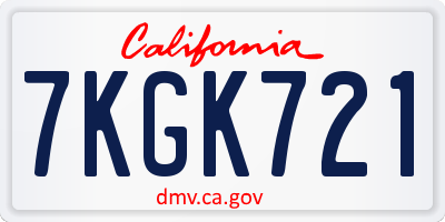 CA license plate 7KGK721