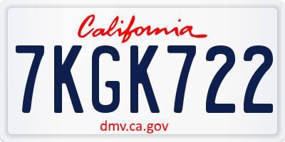 CA license plate 7KGK722