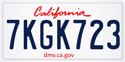 CA license plate 7KGK723