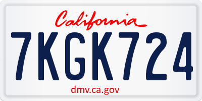 CA license plate 7KGK724