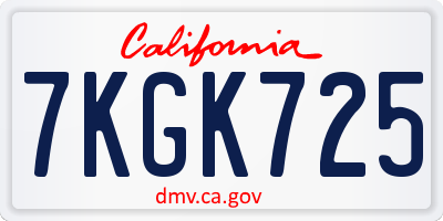 CA license plate 7KGK725