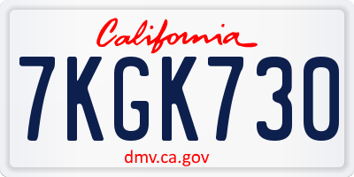 CA license plate 7KGK730
