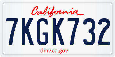 CA license plate 7KGK732