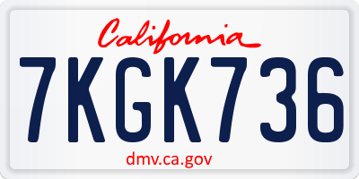 CA license plate 7KGK736