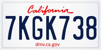 CA license plate 7KGK738