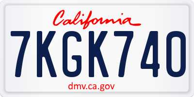 CA license plate 7KGK740