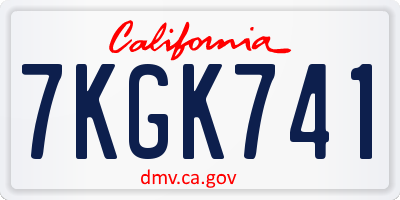 CA license plate 7KGK741