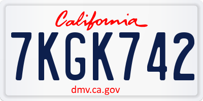 CA license plate 7KGK742