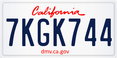CA license plate 7KGK744