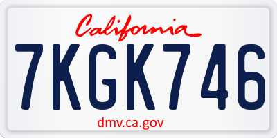 CA license plate 7KGK746