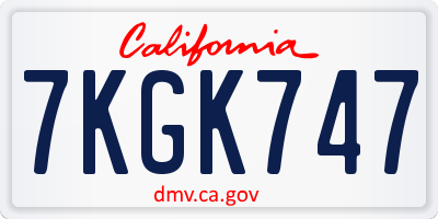 CA license plate 7KGK747