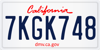 CA license plate 7KGK748