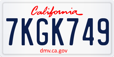 CA license plate 7KGK749
