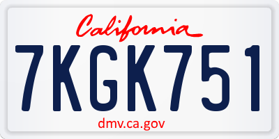 CA license plate 7KGK751