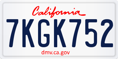 CA license plate 7KGK752