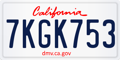 CA license plate 7KGK753