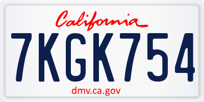 CA license plate 7KGK754