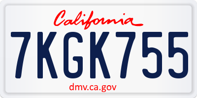 CA license plate 7KGK755