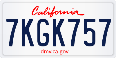 CA license plate 7KGK757