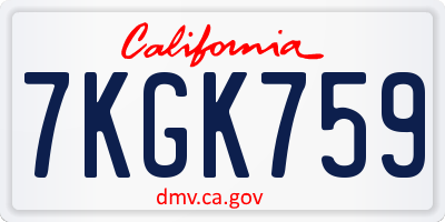 CA license plate 7KGK759