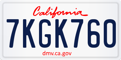 CA license plate 7KGK760