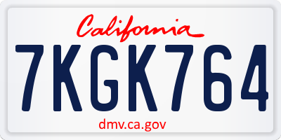 CA license plate 7KGK764