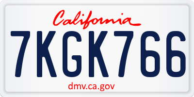 CA license plate 7KGK766