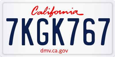 CA license plate 7KGK767