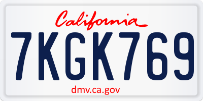 CA license plate 7KGK769