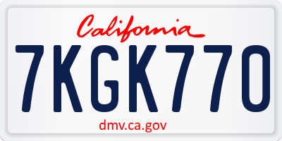 CA license plate 7KGK770