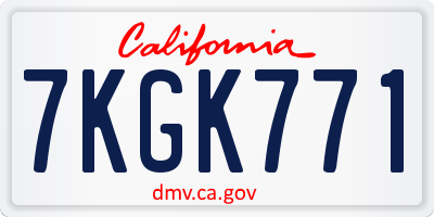 CA license plate 7KGK771