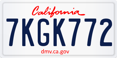 CA license plate 7KGK772