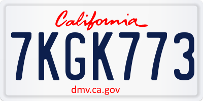 CA license plate 7KGK773