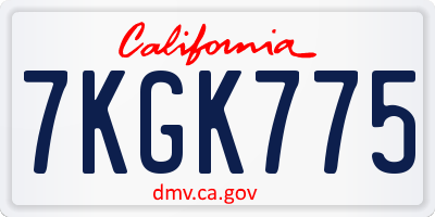 CA license plate 7KGK775