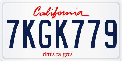 CA license plate 7KGK779