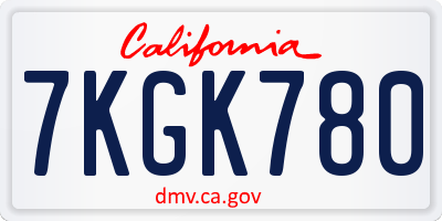 CA license plate 7KGK780