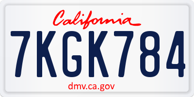 CA license plate 7KGK784