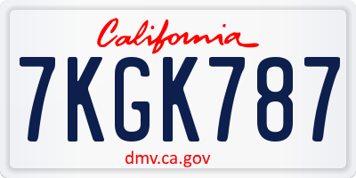 CA license plate 7KGK787