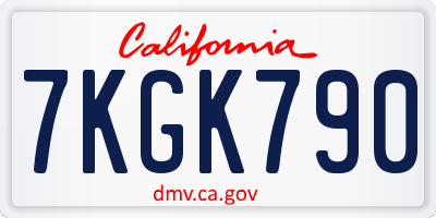 CA license plate 7KGK790