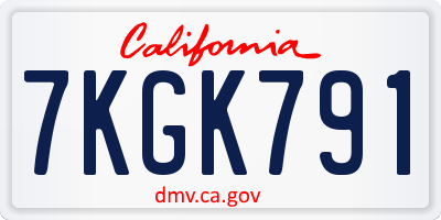 CA license plate 7KGK791