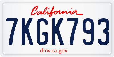 CA license plate 7KGK793