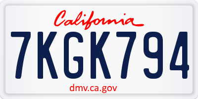 CA license plate 7KGK794