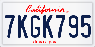 CA license plate 7KGK795