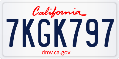 CA license plate 7KGK797