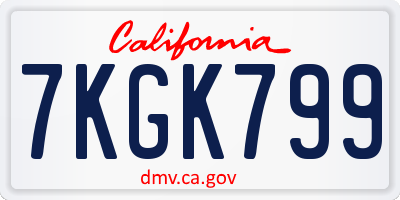 CA license plate 7KGK799