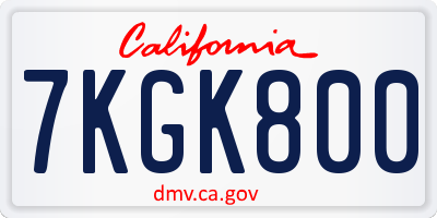 CA license plate 7KGK800