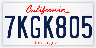 CA license plate 7KGK805