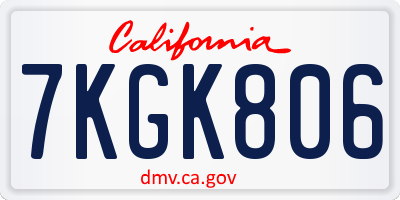 CA license plate 7KGK806