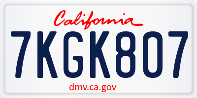 CA license plate 7KGK807