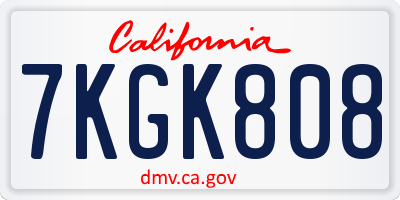CA license plate 7KGK808